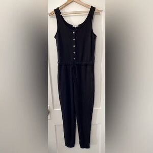 Maurices Black Button-Up Jumpsuit